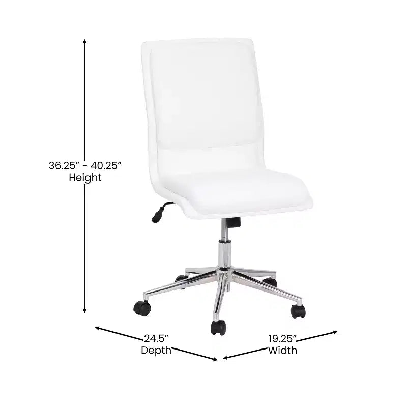 Modern Faux Leather Upholstered Mid-Back Home Office Chair with 5 Star Base and Pneumatic Seat Height Adjustment