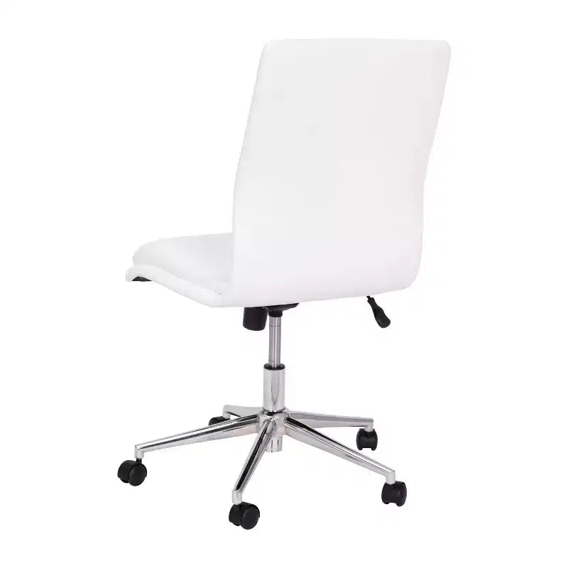 Modern Faux Leather Upholstered Mid-Back Home Office Chair with 5 Star Base and Pneumatic Seat Height Adjustment