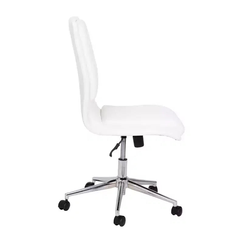 Modern Faux Leather Upholstered Mid-Back Home Office Chair with 5 Star Base and Pneumatic Seat Height Adjustment