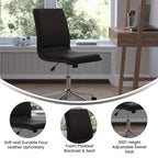 Modern Faux Leather Upholstered Mid-Back Home Office Chair with 5 Star Base and Pneumatic Seat Height Adjustment
