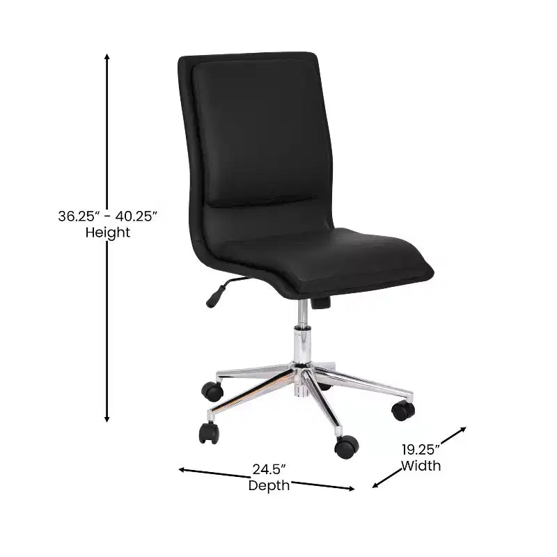 Modern Faux Leather Upholstered Mid-Back Home Office Chair with 5 Star Base and Pneumatic Seat Height Adjustment