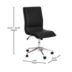 Modern Faux Leather Upholstered Mid-Back Home Office Chair with 5 Star Base and Pneumatic Seat Height Adjustment