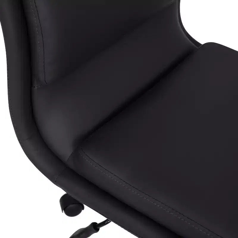Modern Faux Leather Upholstered Mid-Back Home Office Chair with 5 Star Base and Pneumatic Seat Height Adjustment