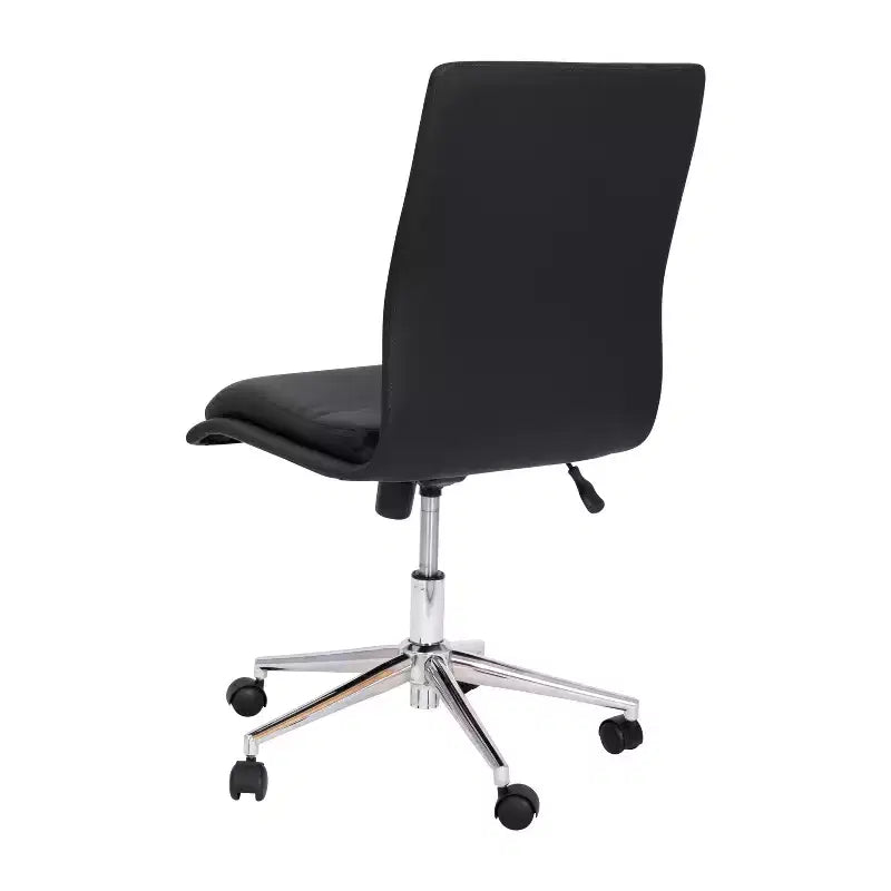 Modern Faux Leather Upholstered Mid-Back Home Office Chair with 5 Star Base and Pneumatic Seat Height Adjustment