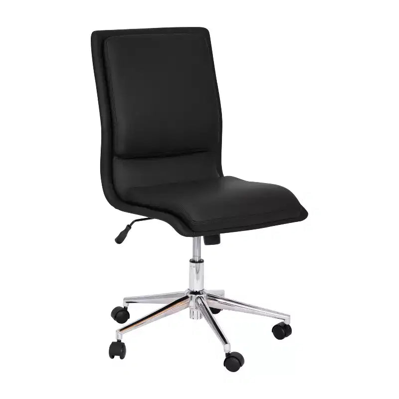 Modern Faux Leather Upholstered Mid-Back Home Office Chair with 5 Star Base and Pneumatic Seat Height Adjustment