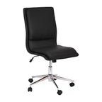 Modern Faux Leather Upholstered Mid-Back Home Office Chair with 5 Star Base and Pneumatic Seat Height Adjustment