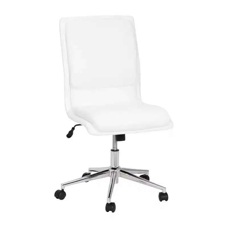Modern Faux Leather Upholstered Mid-Back Home Office Chair with 5 Star Base and Pneumatic Seat Height Adjustment