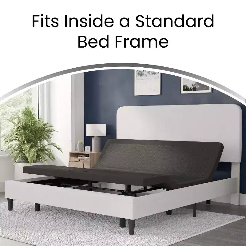 Custom Adjustable Bed Base with Motorized Dual Head and Foot Incline and Quick and Easy Assembly