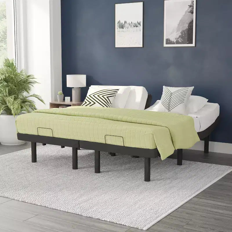 Custom Adjustable Bed Base with Motorized Dual Head and Foot Incline and Quick and Easy Assembly