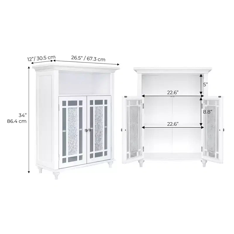 26.5 x 34 2-Door Floor Storage Cabinet, White