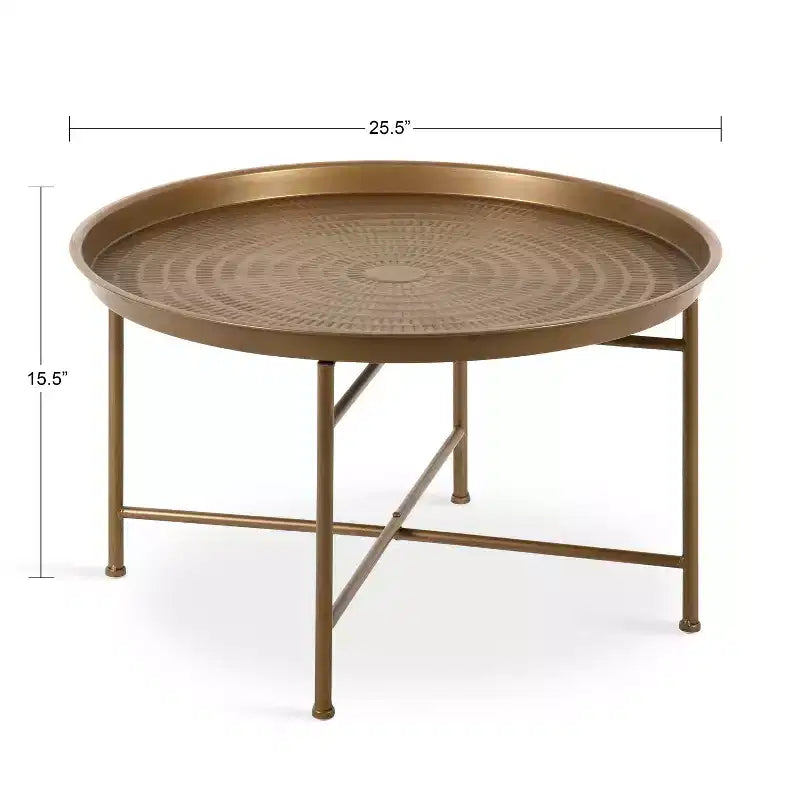 Round Metal Coffee Table, 25.5x25.5x15.5, Gold