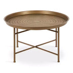 Round Metal Coffee Table, 25.5x25.5x15.5, Gold