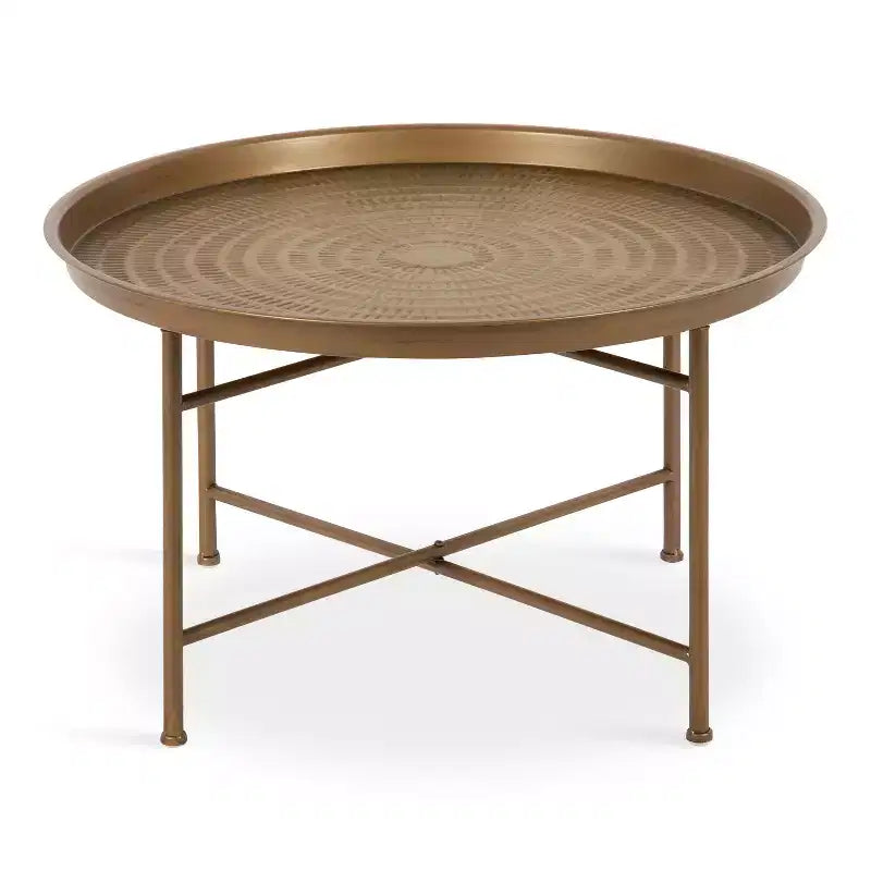 Round Metal Coffee Table, 25.5x25.5x15.5, Gold