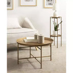 Round Metal Coffee Table, 25.5x25.5x15.5, Gold