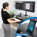 Height Adjustable Standing Desk Converter with Bonus Dual Monitor Mount Included - Wide 36 Inch Sit Stand Workstation with Gas Spring Lift